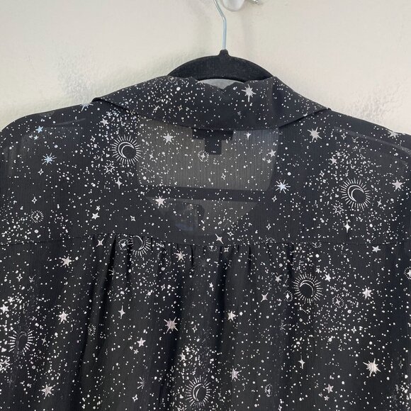 NEW Torrid Women Plus 2X Celestial Stars Button Up Shirt Chiffon Blouse Metallic - Picture 12 of 13